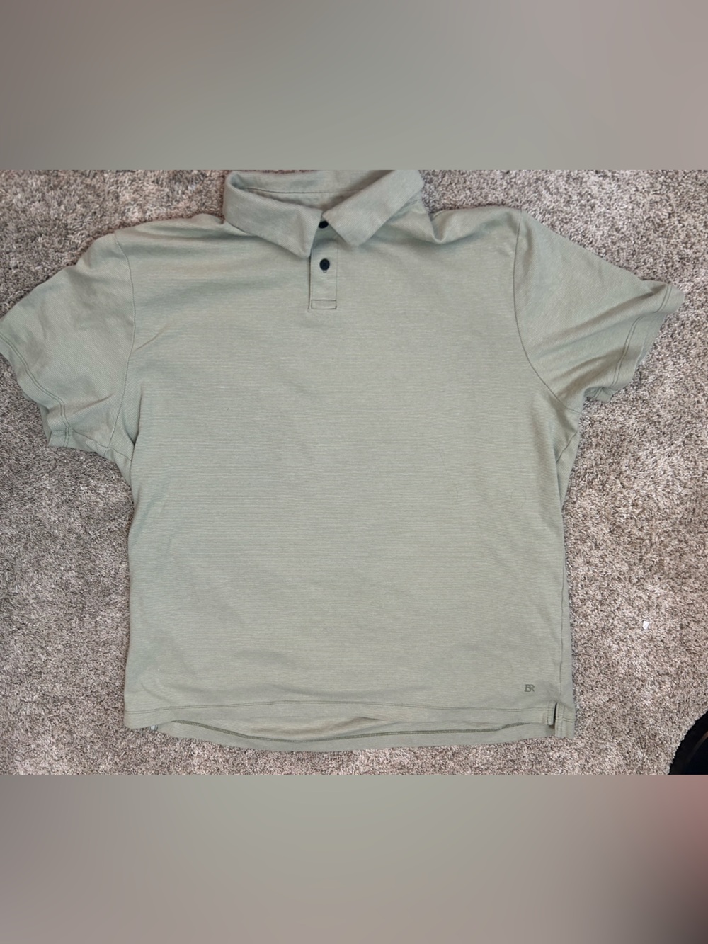 Banana Republic Men’s 100% Cotton Ribbed Polo Shirt Green Sage Short Sleeve